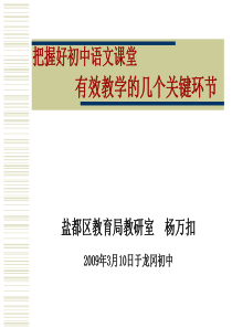 把握好初中语文课堂有效教学的几个关键环节