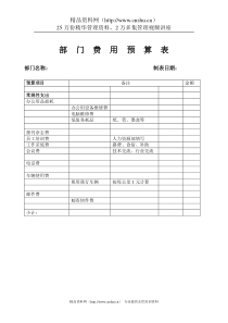 烟台工行部门费用预算表