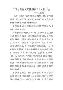 干部思想作风纪律教育整顿学习心得体会