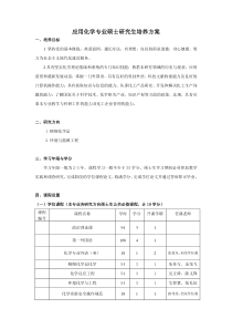 应用化学专业硕士研究生培养方案