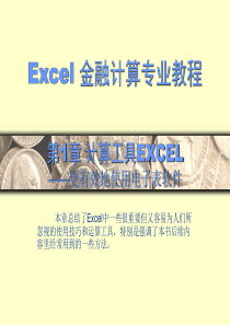 第1章计算工具EXCEL(Excel金融计算专业教程)