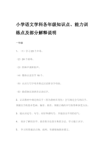 小学语文学科各年级知识点能力训练点及部分解释说明