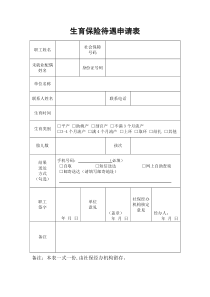 生育保险待遇申请表