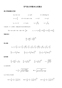 空气动力学基本公式集合