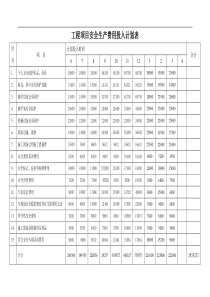 工程项目安全生产费用投入计划表