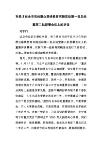 孙政才在全市党的群众路线教育实践活动第一批总结暨第二批部署会议上的讲话