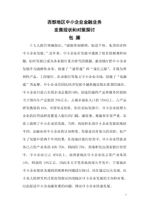 西部地区中小企业金融业务