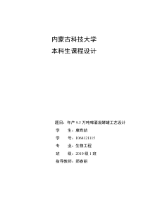 年产9.5万吨啤酒发酵罐的设计