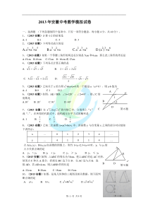 年安徽中考数学模拟试题(word及答案)