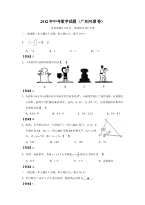 广东省河源市2012年中考数学试题