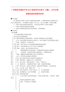 广西桂林市逸仙中学2013届高考历史复习专题二古代中国重要的政治制度和改革2