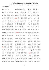 小学一年级语文生字表带拼音组词