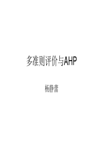 多准则评价与AHP