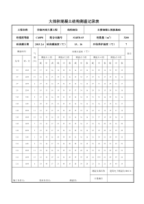 大体积混凝土结构测温记录表