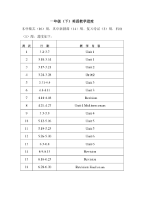 小学英语教学进度