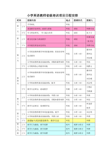 小学英语教师省级培训项目日程安排