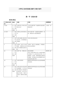 大学生人际交往能力提升小组计划书