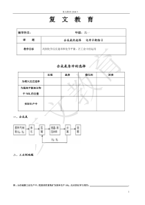 小班高一化学合成氨条件的选择和平衡练习