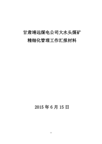 大水头煤矿2015年上半年精细化管理工作总结