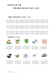 学前班拼音期末试卷.上.2012