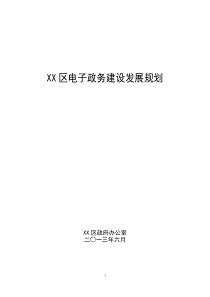 XX区电子政务建设发展规划