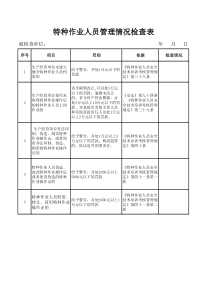 特种作业人员管理情况检查表