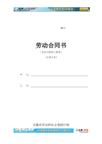 安徽省非全日制劳动合同书