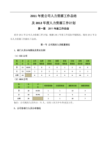 人力资源工作总结及工作计划