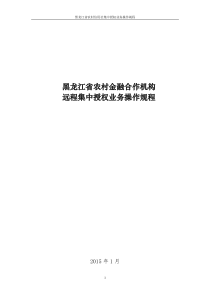 黑龙江省农村合作金融机构远程集中授权业务操作规程(20