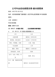 公司年会活动流程安排-基本流程表