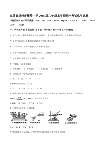 江苏省扬州市梅岭中学2018届九年级上学期期末考试化学试题