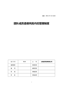 团队成员道德风险内控管理制度