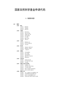 国家自然科学基金申请代码