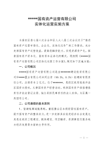 国有资产运营有限公司实体化运营实施方案