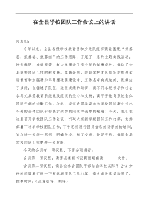 在全县学校团队工作会议上的讲话