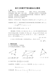 高中文科数学平面向量知识点整理