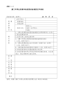 厦门市再生资源回收经营者备案登记申请表