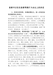 县委书记在县委常委扩大会议上的讲话