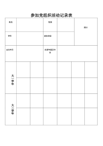 参加党组织活动记录表