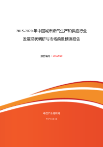 城市燃气生产和供应调研及发展前景分析报告