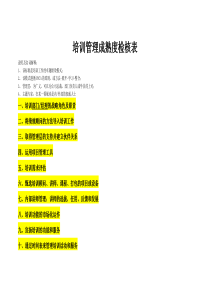 培训管理成熟度检核表