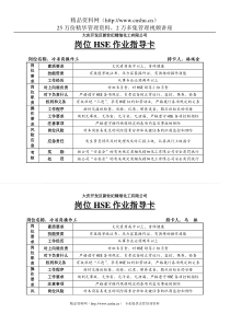 XX开发区新世纪精细化工有限公司岗位HSE作业指导卡（DCO 39）