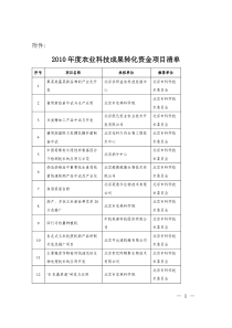 XXXX年度农业科技成果转化资金项目清单