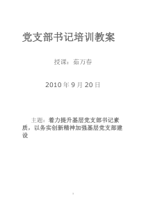 基层党支部书记培训教案