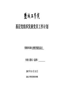 基层党组织发展党员工作计划