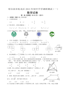 哈尔滨市松北区2013年初中升学调研测试(一)数学试卷