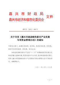 嘉兴市级战略性新兴产业发展专项资金管理办法