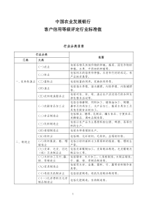 中国农业发展银行客户信用等级评定行业标准值