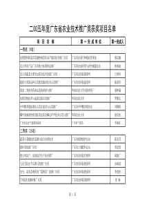 二00五年度广东省农业技术推广奖获奖项目名单(1)