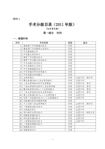 卫生部手术分级分类目录(2016年版)